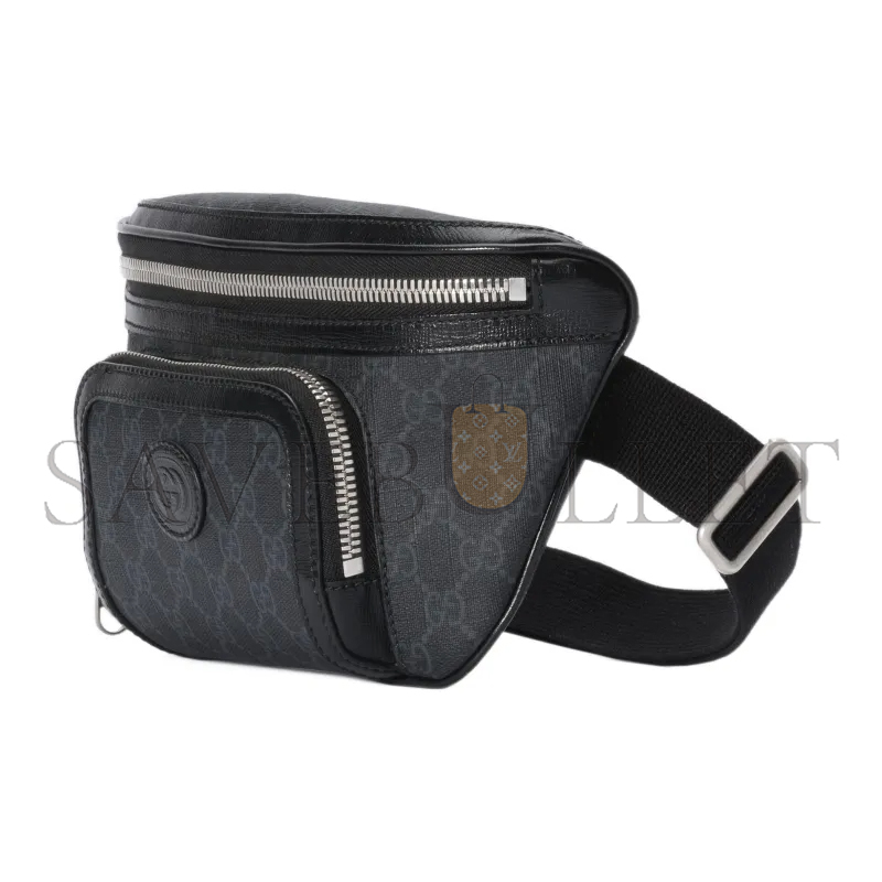 GUCCI GG LARGE CANVAS WITH LEATHER TRIM FANNY 733240 (22*15*4cm)